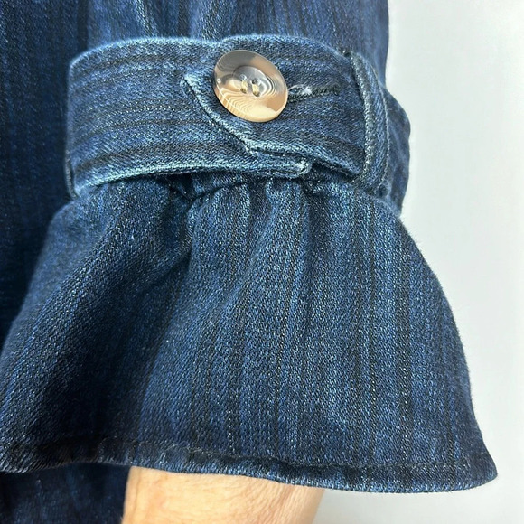 Live a Little dark blue, double breasted, cropped swing denim back pleat jacket - Picture 5 of 7